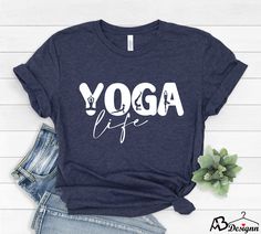 Yoga Life Shirt, Meditation Shirt, Namaste T-Shirt,  Yoga Teacher Gift, Spiritual Shirt, Mental Health Shirt, Workout Shirt  HOW TO ORDER  1-Choose your t-shirt size. 2-Choose your t-shirt color. 3-Type your design color (BLACK or WHITE) 4-Select the quantity, 5- Click Add To Cart. For multiple items go back to the listing and repeat the steps.  CARE INSTRUCTIONS  Wash item inside out in cold water Do not bleach Do not dry clean Do not iron directly on the design. *Please aware that Unisex t-shi Sporty Yoga T-shirt With Letter Print, Blue Crew Neck T-shirt For Yoga, Blue Letter Print T-shirt For Workout, Blue Workout T-shirt With Letter Print, Blue T-shirt With Letter Print For Workout, Tri-blend Letter Print Workout T-shirt, Sporty Letter Print T-shirt For Yoga, Relaxed Fit Yoga T-shirt With Letter Print, Cotton Activewear With Letter Print For Yoga