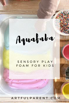 an overhead view of a child's hand reaching into a play foamform with sprinkles on it