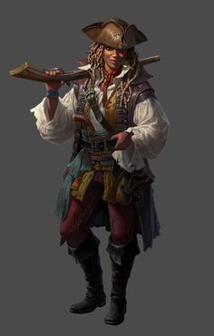 Black Pirate Woman Art, Black Pirate Character Design, Black Pirate Art, Pirate Concept Art, Pirate Rpg, Rpg Clothes, Action Character, Lenny Face