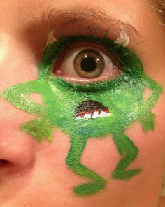 Face Paint Arm Art, Fun Easy Face Paint Ideas, Monsters Inc Face Paint, Mike Wazowski Face Paint, Crazy Face Paint Ideas, Face Painting Adults Creative, Cute Simple Face Paint Ideas, Cute Monster Makeup, Bluey Face Painting Ideas For Kids