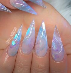 Opal Nail Designs, Wednesday Nails, Alt Nails, Ball Nails, Tree Nail Art, Opal Nails, Abstract Nails, Clear Acrylic Nails, Witchy Nails