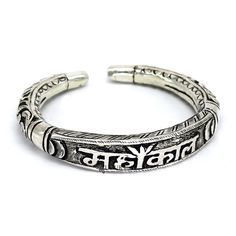 92.5% pure silver handmade excellent unisex bangle bracelet kada, amazing Divine lord Shiva "om namah shivay" Mantra kada, best customized chitai work unisex personalized gift from India, Metal-925 sterling silver. Item type-Bangle bracelet. Weight-48.00 grams width-1.1 cm size- Free size(2-4/2-6/2-8/2-10) stamped-925 Finish-oxidized. makes excellent gifting for birthday, mother's day, wedding anniversary, valentines day, Christmas day Ceremonial Sterling Silver Bangle Bracelet, Spiritual Style, Ceremonial Sterling Silver Bangle For Spiritual Occasions, Traditional Adjustable Bangle For Navratri, Handmade Traditional Sterling Silver Bracelet For Festivals, Spiritual Bangle Bracelet For Ceremonial Occasions, Spiritual Ceremonial Bangle, Sterling Silver Bangle Bracelets For Rituals, Handmade Silver Bracelets For Blessing, Adjustable Sterling Silver Bangle For Festivals