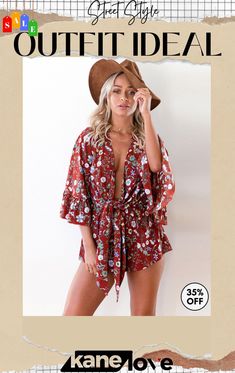 Floral Printed Deep V Neck Flare Sleeve Romper Open Front Summer Loungewear Tops, Summer Floral Print Open Front Top, Spring Floral Print Open Front Top, Open Front Floral Print Summer Tops, Summer Open Front Floral Print Top, Fall Floral Print Open Front Tops, Casual Open Front Printed Tops, Floral Print Open Front Top For Vacation, Floral Print Wrap Tops For Vacation