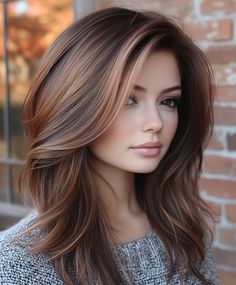 Fall Bronde Balayage: Coppery Hues on Warm Brown Hair Tones Of Brown Hair, Brown Hair With Copper, Copper Highlights On Brown Hair, Highlights On Brown Hair