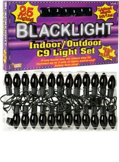 the black light outdoor / indoor c9 light set is packaged in a plastic package