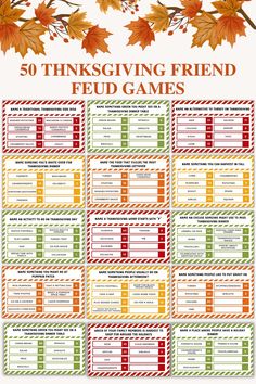 🍂🦃50 Fun Thanksgiving friendly feud game printable,Friendsgiving party games bundle,Thanksgiving Family feud game board,Fall activities for kids pdf,Thanksgiving games bundle printable for Family, Adults, Kids🍁

★ WHAT YOU WILL GET ★

- 50 Friendly Feud Cards (printed 2 per page)
- Answer Covers
- Scorecards
- Fast money answer & score cards
- Fast Money final round 4 pages
- Red & Green X's
- Game Instructions

Don't miss out on the festive fun – order now and start playing! 🎃🌻🛒 Thanksgiving Family Fued Questions, Thanksgiving Family Fued Game Free, Thanksgiving Family Fued Free, Thanksgiving Family Feud Free, Family Feud Game Board, Thanksgiving Family Feud Questions, Mexican Friendsgiving, Games For Thanksgiving Family, Thanksgiving Family Feud