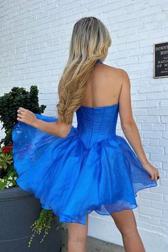 Sparkly A-Line Sweetheart Royal Blue Organza Short Homecoming Dresses VK240901904 – Vickidress Blue Fitted A-line Strapless Dress, Royal Blue Mini Dress For Homecoming, Fitted Blue Corset Dress For Prom, Royal Blue Mini Dress For Prom, Blue Fitted Corset Dress For Prom, Royal Blue A-line Fitted Dress, Fitted Blue Corset Dress For Homecoming, Blue Fitted Mini Length Corset Dress, Fitted Blue Corset Dress With Mini Length