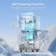 an ice cube is shown with the words self - cleaning function