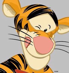 a cartoon tiger sticking its tongue out