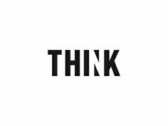 the word think written in black on a white background