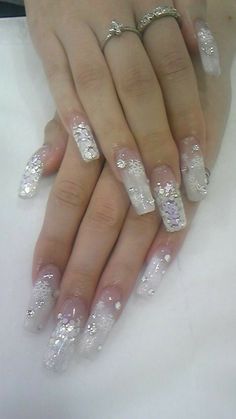 444 Nails, Angel Nails, Really Cute Nails, Nail Swag, Bling Acrylic Nails, Nagel Inspo