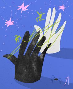 an illustration of a hand reaching for stars