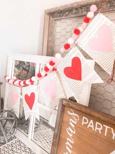 valentine's day party decorations with paper hearts