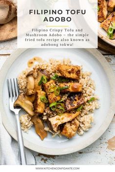 Filipino Crispy Tofu and Mushroom Adobo Asian Tofu Recipes, Filipino Adobo, Recipe With Mushrooms, Recipe Tofu, Cooking Tofu, Adobo Recipe, Tofu Recipe, Tofu Dishes, Romantic Meals