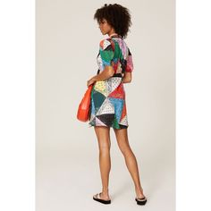 Multi color blocked georgette (100% Polyester). Sheath. Short sleeves with elastic cuffs. V-neckline. 35" from shoulder to hemline. Partially lined. Side seam zipper closure. Imported. Multicolor Mini Dress For Work, Patchwork Mini Dress For Work, Multicolor V-neck Mini Dress With Patchwork, Multicolor Color Block Dresses For Workwear, Chic Multicolor Color Block Mini Dress, Rent The Runway, Closet Designs, Color Block, Multi Color