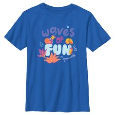 Next time you head down under the sea with Ariel and her friends, be sure to be dressed your best with an officially licensed Disney The Little Mermaid Waves of Fun Boys' Graphic T-Shirt! This adorable tee reads: "Waves of Fun" in colorful purple, pink, and blue letters surrounded by bubbles, tropical flowers, seashells, and more across the front. All of your favorite characters are here to help add some magic to your day with a fun The Little Mermaid design! Mermaid Boy, Mermaid Dancing, Classroom Essentials, Mermaid Waves, Blue Letters, Trending Graphic Tees, Disney The Little Mermaid, Mermaid Design, Boys Graphic Tee