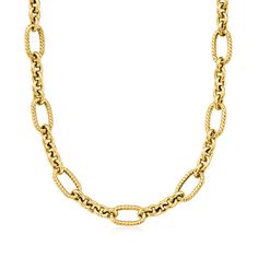 Ross-Simons - 14kt Yellow Gold Twisted Alternating-Link Necklace. 18". Handcrafted in 14kt yellow gold, this stately necklace features a posh parade that alternates between petite chain sections and larger twisted links. Springring clasp, 14kt yellow gold twisted alternating-link necklace. Elegant 14k Stamped Chain Necklace For Formal Occasions, Classic Stamped 14k Yellow Gold Chain Necklace, Classic 14k Stamped Yellow Gold Chain Necklace, Fine Jewelery, Fine Jewellery Necklace, Link Necklace, Jewelry Necklace Pendant, Jewelry Watches, Fine Jewelry