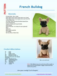 an image of a stuffed dog in the shape of a french bulldog with instructions for how to make it