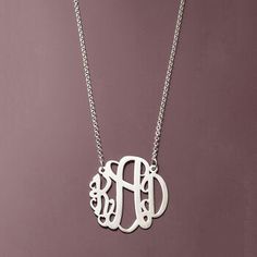 Ross-Simons - Sterling Silver Large Monogram Necklace. 16". An on-trend gift that's always well received. Our sterling silver large monogram pendant is an impressive way to display those three very special initials in elegant round script. Specify three initials and which to center. Pendant cannot be removed from the sterling silver rolo chain. Proudly handcrafted in the USA - custom-crafted in our Rhode Island studios! Lobster clasp, sterling silver monogram necklace. Silver Stainless Steel Jewelry With Hallmark, Silver Initial Pendant Necklace For Mom, Classic Sterling Silver Jewelry With Hallmark, Adjustable Silver Monogram Jewelry, Silver Monogram Stainless Steel Jewelry, Silver Stainless Steel Monogram Jewelry, Classic Sterling Silver Monogram Necklace, Silver Monogram Round Pendant Jewelry, Personalized Silver Initial Pendant Jewelry