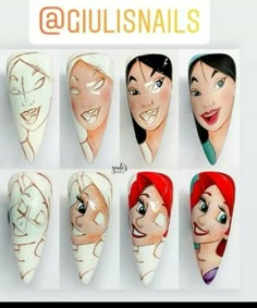 Bob Ross Nails, Nail Character Art, Acrylic Nail Designs Classy, Nail Art Printer, Disney Inspired Nails