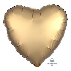 a gold heart shaped balloon on a white background