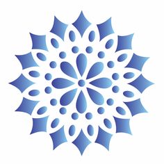 a blue and white snowflake on a white background