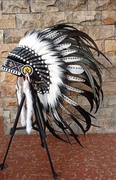 Indian hat Goose feather material Size is suitable for children and adults Bead motif Indian Hat, Indian Headdress, Indian Head, Goose Feathers, Feather Pattern, Women's Costumes, Headdress, Accessories Unique, Star Signs