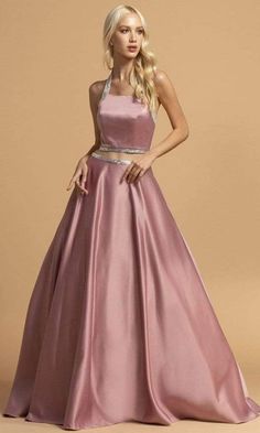 Aspeed Design - L2198 Straight A-Line Evening Dress Silk Charmeuse Dress, Two Piece Gown, A Line Evening Dress, Prom Dresses With Pockets, Long Sleeve Evening Dresses, Long Evening Gowns, Floor Length Gown, Pleated Bodice, Tulle Gown