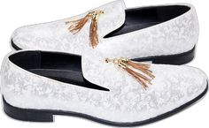 Elegant Formal Fitted Tassel Loafers, Elegant Semi-formal Loafers With Tassels, Elegant Tasseled Loafers For Semi-formal Occasions, Luxury Tassel Loafers For Party, Slip-on Style, Elegant Formal Tassel Loafers For Spring, Elegant Spring Formal Tassel Loafers, Gold Loafers For Spring Formal Occasion, Elegant Semi-formal Tassel Loafers, Elegant Spring Business Tassel Loafers