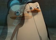 a cartoon penguin is standing next to another penguin