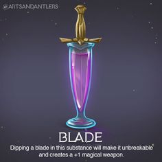 a purple vase with a gold bow on it and the words blade written in white