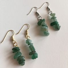 Stacked Aventurine Earrings | Etsy Green Crystal Earrings, Homemade Earrings Ideas, Green Earring, Pink Crystal Earrings, Homemade Earrings, Rose Quartz Earrings, Homemade Jewelry