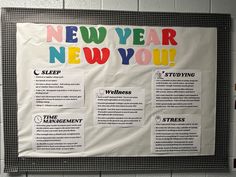 a bulletin board with instructions for new year's resolution