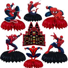 spiderman wall decals in various shapes and sizes