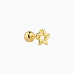 Shine Star Stud - OhmoJewelry Trendy Gold Internally Threaded Piercings, Gold Piercings With Star Charm As Gift, Elegant Gold Star Piercings, Gold Celestial Style Piercings As Gift, Celestial Gold Piercings For Gift, Celestial Gold Piercings As Gift, Gold Celestial Internally Threaded Piercings, Gold Celestial Piercings With Internally Threaded Details, Gold Celestial Piercings With Internally Threaded