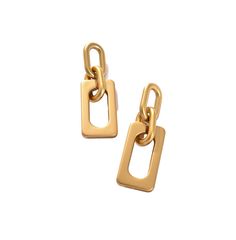 in stock Gold Plated Chain Link Earrings, Yellow Gold Link Earrings, Tarnish Resistant Link Earrings, Gold-tone Chain Earrings For Formal Occasions, Modern Link-style Earrings With Box Chain, Link Shaped Metal Earrings With Gold Chain, Gold-plated Chain Link Earrings, Metal Link Chain Earrings, Metal Chain Link Earrings