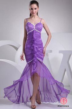 Purple Chiffon Evening Dress, Purple Mermaid Hem Evening Dress For Prom, Purple Mermaid Hem Dress For Prom, Purple Sweetheart Neckline Summer Evening Dress, Purple Spaghetti Strap Bridesmaid Dress, Purple Chiffon Dress With Sweetheart Neckline, Purple Spaghetti Strap Evening Dress, Girls Evening Dresses, High Low Prom Dress