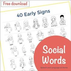 the book cover for 40 early signs social words