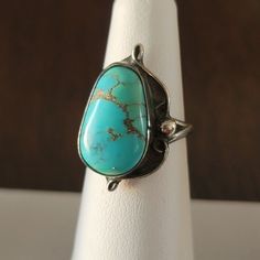 Vintage Turquoise Sterling Silver Old Pawn Ring Size 5.5 Measures Approx 1" Long Unsigned Unmarked Tested As Sterling Silver Please See Photos As They Are Part Of Description And Show Condition Of Pieces. Have Questions? Please Ask! Classic Adjustable Turquoise Ring In Sterling Silver, Blue Hallmarked Turquoise Ring, Handmade Silver Turquoise Ring For Formal Occasions, One-of-a-kind Silver Turquoise Ring In Sterling Silver, Elegant Untreated Silver Turquoise Ring, Elegant Untreated Turquoise Ring In Sterling Silver, Elegant Untreated Blue Turquoise Ring, Elegant Blue Turquoise Ring, Elegant Adjustable Turquoise Ring With Large Stone