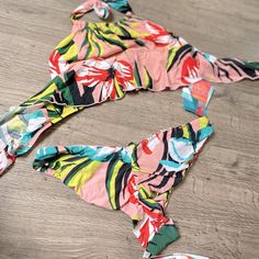 New With Tag Tropical Swimwear For Beach Season Brunch, Tropical Swimwear For Brunch During Beach Season, Tropical Swimwear For Spring Brunch, Tropical Style Swimwear For Spring Brunch, Multicolor Swimwear For Summer Brunch, Blue Plaid Skirt, Plaid Bikinis, Swimwear Fashion, Womens Swim