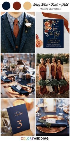 a collage of photos with different wedding colors