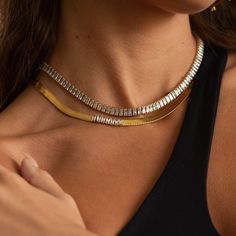 Water resistant, hypoallergenic, tarnish-free. You can wear it to the beach, pool or even shower with it. 18K gold vermeil plated stainless steel Length: 41cm chain, 5mm width Premium polished cubic zirconia No Nickel, Chromium or Lead Baguette Necklace, Tennis Necklace, Beach Pool, Gold Vermeil, Cubic Zirconia, The Beach, 18k Gold, Tennis, Water Resistant