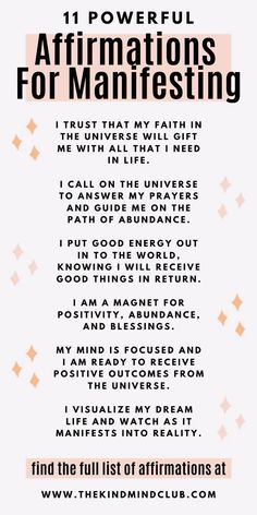 List Of Affirmations, How To Believe, Powerful Affirmations, Vie Motivation, Attraction Quotes, Daily Positive Affirmations, Morning Affirmations, Manifestation Law Of Attraction, Law Of Attraction Affirmations