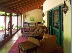 veranda Revival Design, Spanish Style Home, Spanish Revival, Yoga Room, Spanish Colonial, Colonial Style, Porch Patio, Spanish Style, Outdoor Rooms