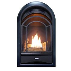 a fire burning in a fireplace on a white background