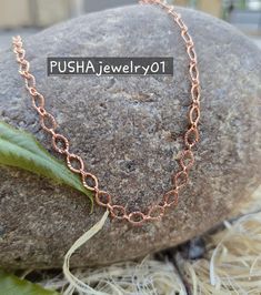 Products Description  Copper Chain necklace, Pure Copper link chain, Copper jewelry Chain ,Chain necklace Gift, Copper rings chain for All size 16-36inch 87 Metal - Pure Copper Metal : Copper Necklace , CHAIN Thickness of the chain 2.5 mm 100% Pure Copper Chain Necklace Copper Chain Necklace Length ,16,18,20,22,24,26,28,30,32,34,36 inches NOTE- Dear Customer, Our Copper Jewelry is genuine hand polished and handmade by artisan and yes you can see soldering marks joints in our Copper Jewelry, it is left while soldering the copper; many sellers do copper plating to hide these marks. We don't do this practice, because by plating you will not get the proper benefits of copper, the human body needs an original touch of copper for best healing benefits. By seeing the soldering mark on it, kindly Rose Gold Oval Link Chain Necklace As Gift, Handmade Copper Chain Necklace Gift, Rose Gold Chain Link Jewelry As A Gift, Rose Gold Chain Link Jewelry Gift, Copper Chain Jewelry Gift, Silver Chain Jewelry With Copper Material, Handmade Chain Link Necklace For Gift, Handmade Rose Gold Chain Necklace As Gift, Handmade Rose Gold Chain Necklace Gift