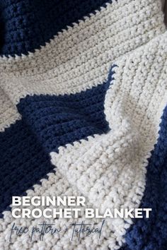 an easy crochet blanket with text overlay