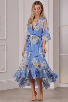 Kimono Floral, 50th Clothing, Floral Print Kimono, Dress Colour, Midi Wrap Dress, Kimono Sleeves, Wrap Midi Dress, Print Kimonos, Colour Light