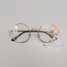 Color: Sakura Roses Silver Glasses Kawaii Glasses, Trendy Glasses, Cute Sunglasses, Cool Glasses, Cute Glasses, Fashion Eye Glasses, Round Glasses, Kawaii Accessories, Stylish Glasses