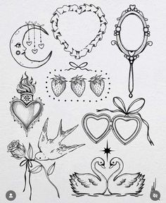 a bunch of tattoos that are drawn on paper